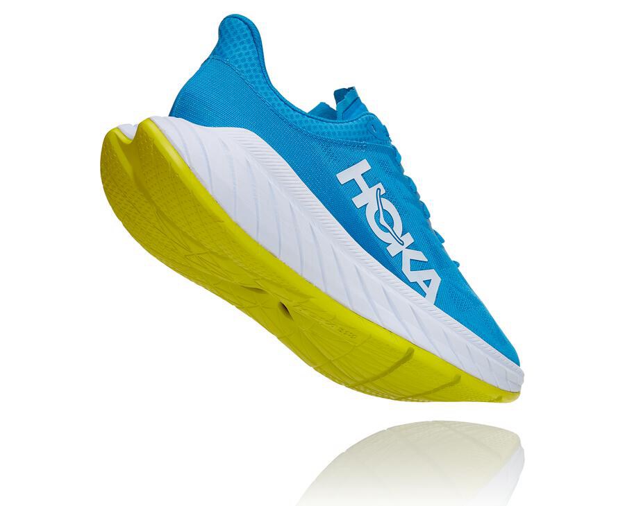 Hoka Australia One One Carbon X 2 - Mens Running Shoes Blue/White - CHTYW-6508